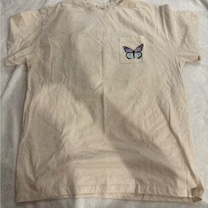 beige butterfly t-shirt